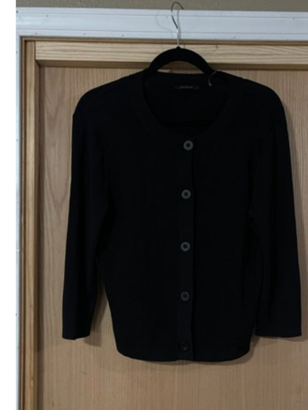 Cyrus classic black knit crewneck cardigan sweater sz L